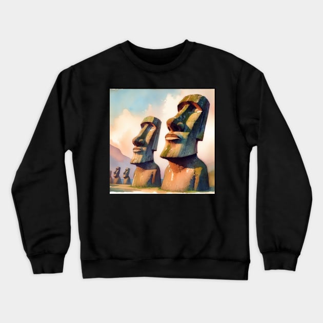 Easter Island Crewneck Sweatshirt by Donkeh23